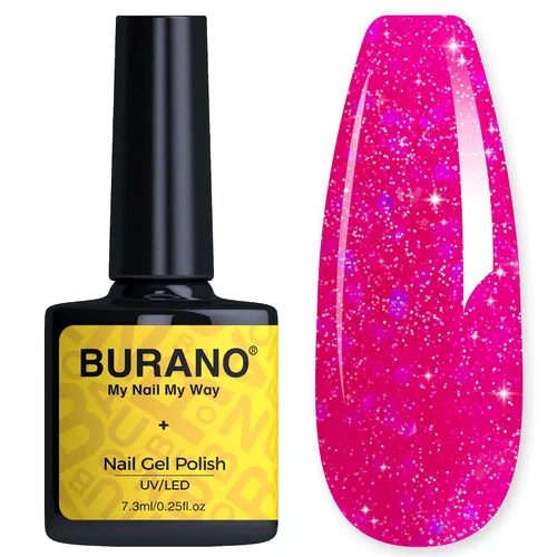Vista 9 de BURANO Esmalte de uñas con purpurina, efecto holográfico brillante LED UV, gel de secado, sin astillas, esmalte brillante para hacer tus propias