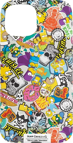 Vista 6 de Funda de collage de pegatinas para iPhone 14 Pro Max de Los Simpson