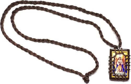 Vista 2 de Arcángel San Gabriel Collar Escapulario de madera con cable marrón Escapulario Café Madera Arcangel San Gabriel Collar, Cordón, Madera, No es una