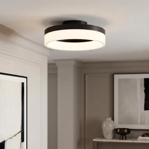 Vista 3 de Quoizel Cohen - Lámpara de techo redonda semiempotrada, bronce aceitado, luz LED moderna colgante integrada para pasillo, cocina, dormitorio o baño
