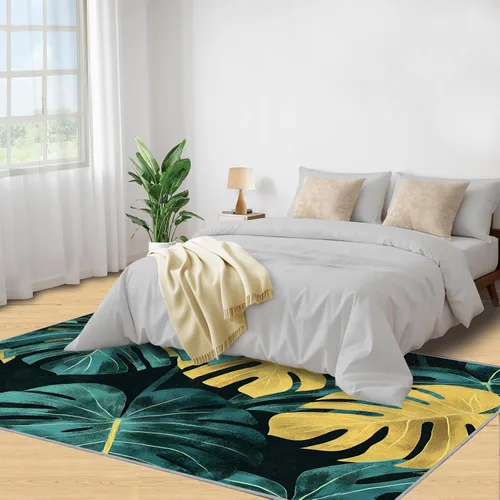 Vista 4 de Monstera Print Rugs for Bedroom, Luxury Monstera Area Rug, Tropical Plants Rugs for Living Room, Indoor Non-Slip Rug, Machine Washable Carpet for