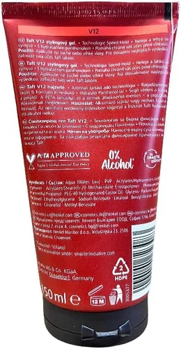 Vista 2 de Styling Taft V12 Power Gel, 5.1 fl oz, Speed Hold 12/15 Secado rápido, suave para cabello y cuero cabelludo