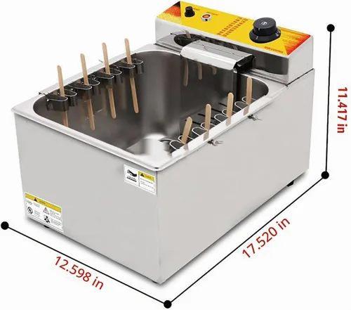 Vista 7 de 12L Gran Capacidad Comercial Automático Queso Hot Dog Sticks Freidora Eléctrica Profunda Perro de Maíz Caliente Máquina