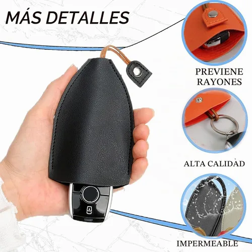 Vista 2 de Funda para llave de coche, 8 piezas, creativa, extraíble, funda de piel sintética, bolsa protectora para llaves de coche de gran capacidad