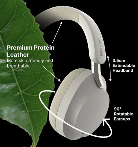 Vista 7 de Hmusic MS04 Auriculares Bluetooth con cancelación activa de ruido sobre la oreja 4-Mic Hybrid -40dB ANC Bluetooth Headset, 2-ENC Mic, 80H