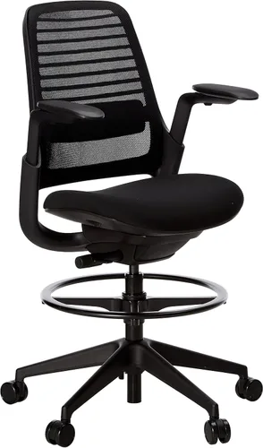Vista 9 de Steelcase Silla taburete Serie 1, marco de grafito con tela microknit 3D (Blue Jay)