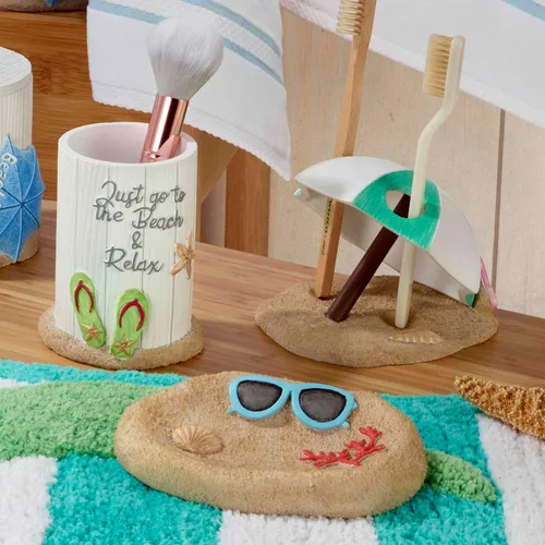 Vista 6 de Avanti Linens - Juego de accesorios, vaso de resina, soporte para cepillos