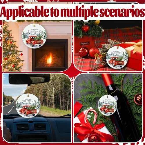 Vista 3 de Adorno de primera Navidad juntos 2025 para parejas, nuestra primera Navidad para él, ella, novio, novia, pareja casada, primer adorno de Navidad