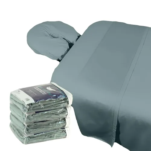 Vista 12 de Juego de sábanas de microfibra para mesa de spa de masaje, 3 piezas, resistente a las arrugas, incluye sábana plana, sábana bajera y funda para Gris