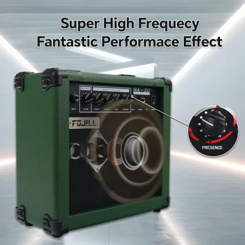 Vista 4 de Amplificador de guitarra de bajo eléctrico de 20W vatios, amplificador de práctica para actuaciones en escenario, pequeño y portátil para viajes
