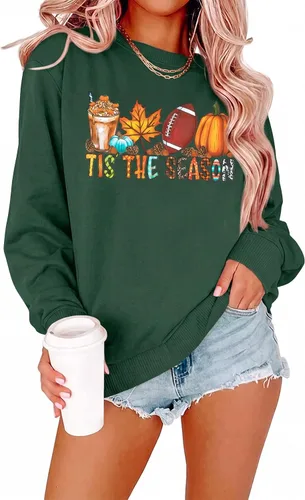Vista 13 de Tis The Season - Sudadera de otoño para mujer, diseño de calabaza de Acción Beige