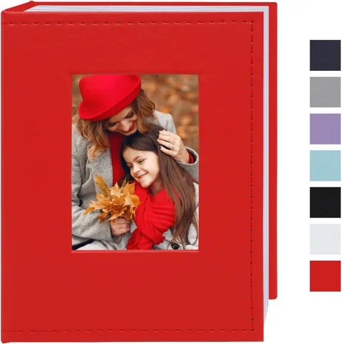Vista 33 de Álbum de fotos pequeño de 4 x 6 pulgadas, 100 bolsillos con espacio de escritura, cubierta de cuero, libro de fotos con capacidad para fotos de 4 x