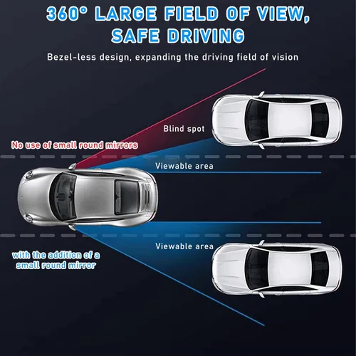 Vista 4 de 2 espejos de punto ciego, espejo retrovisor lateral redondo de vidrio HD sin marco, espejo retrovisor convexo de gran angular ajustable de 360°