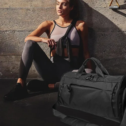 Vista 2 de Bolsa de gimnasio para hombres y mujeres con correa para el hombro, compartimento para zapatos y húmedos, bolsa de lona ligera, bolsa atlética