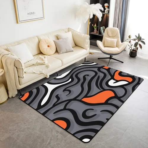 Vista 9 de jejeloiu Alfombra de área de remolinos negros y rojos de 3 x 5 pies para niños, geométrica abstracta, alfombra para sala de estar, alfombra