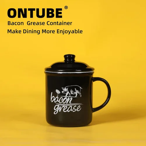Vista 8 de ONTUBE Contenedor de grasa de tocino de cerámica con colador, recipiente para almacenamiento de aceite de cocina con colador para cocina