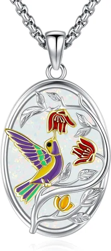Vista 10 de Eusense Collar de ópalo para mujeres y hombres, joyería de ópalo azul y blanco de plata de ley 925 con dije de ópalo auténtico, regalo