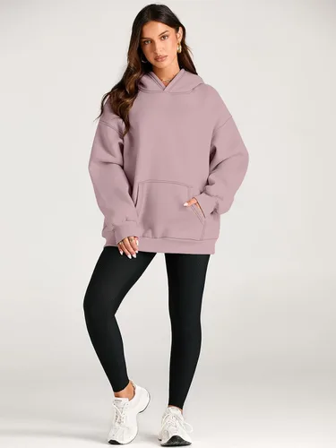 Vista 6 de EFAN - Sudadera con capucha para mujer - Sudadera de vellón sobredimensionada con mangas largas para otoño e invierno, ropa de moda inspirada