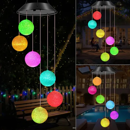 Vista 8 de Campanillas de viento solares para exteriores, luces que cambian de color, regalo para mujeres, mamá, abuela, hermana, mejores regalos, campanillas