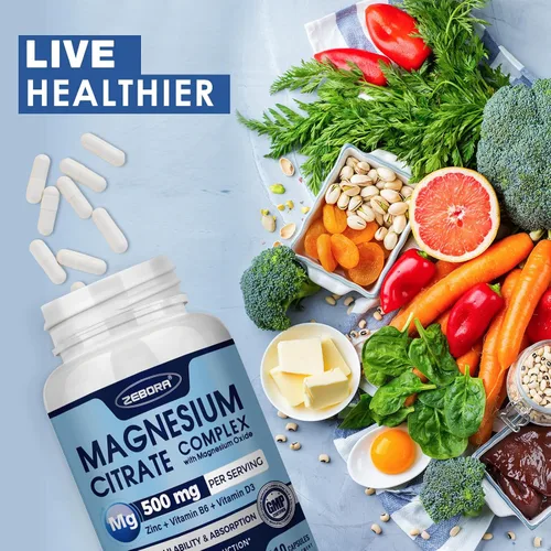 Vista 9 de ZEBORA Citrato de Magnesio 500mg 120 Cápsulas