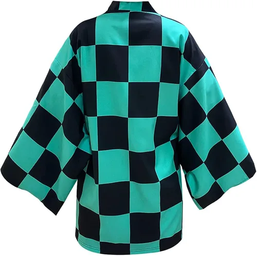 Vista 4 de TUMUSKER Kamado Tanjirou Costume Cosplay Kimono Cloak Cape Halloween Outfit for Adults Kids Children (Cloak only)