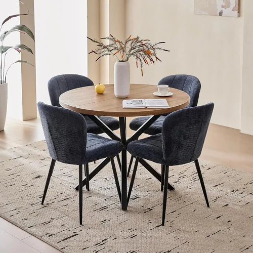 Vista 19 de Juego de mesa de comedor redonda de 39 pulgadas para 4, mesa Beige
