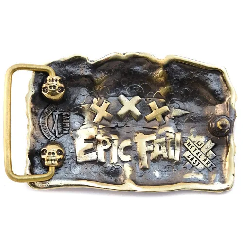 Vista 2 de Belt buckle Angry Skulls, Solid brass handmade belt buckle with birds skulls