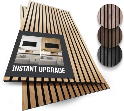 Vista 13 de Paquete de 2 paneles de madera para pared, paneles de pared de listones de madera acústicos, paneles de madera insonorizados para decoración