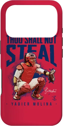 Vista 30 de Yadier Molina - Carcasa para iPhone 17, diseño de "Thou Shall Not Steal