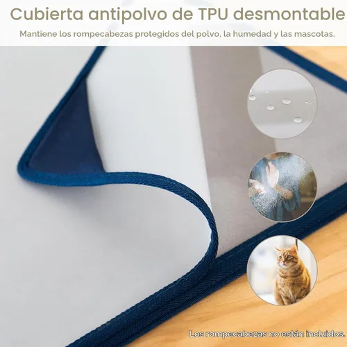 Vista 4 de Tektalk Tablero de rompecabezas plegable con 6 bandejas de clasificación, superficie antideslizante, hasta 1000 piezas (gris)