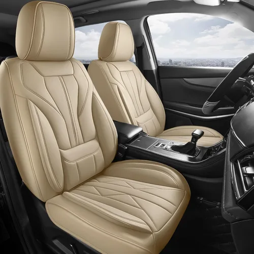Vista 14 de HChengkikz - Fundas de asiento de automóvil, transpirables e impermeables de piel sintética para automóviles, funda de asiento universal