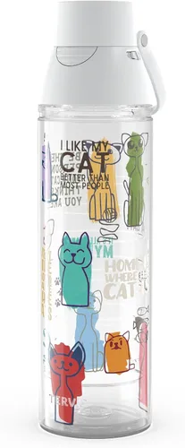 Vista 10 de Taza de viaje Tervis con frases de gatos hecha en Estados Unidos de doble pared aislada mantiene las bebidas frías y calientes, 16 onzas, Clásico