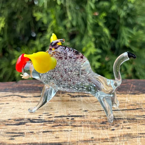 Vista 7 de Figura de jabalí de vidrio – Escultura de cerdo salvaje hecha a mano – Jabalí en miniatura estilo Murano – Animal del bosque de cristal artístico