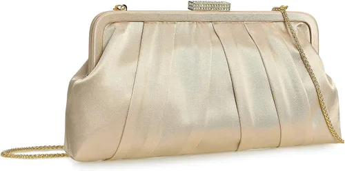 Vista 15 de CHARMING TAILOR Bolso de embrague clásico plisado de satén adornado con diamantes para bodas, bailes, eventos de corbata negra