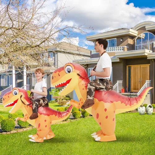 Vista 3 de COMIN Disfraz inflable de dinosaurio para niños y disfraz inflable de dinosaurio para adultos