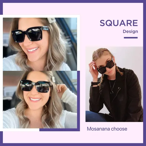 Vista 4 de mosanana Gafas de sol cuadradas para mujer con estilo moderno MS51805