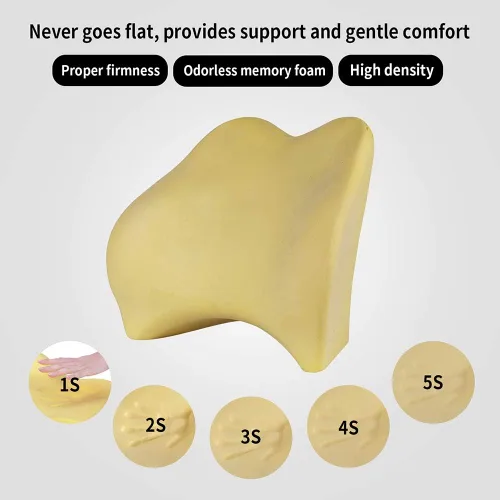 Vista 4 de Almohada de apoyo lumbar de espuma viscoelástica para coche - Soporte para la espalda para asiento de coche (Beige)