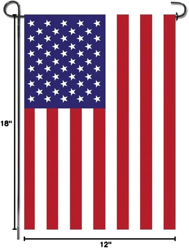 Vista 8 de URSKYTOUS Bandera de jardín americana pequeña bandera americana de doble cara de 12 x 18 pulgadas, resistente a la intemperie, banderas patrióticas
