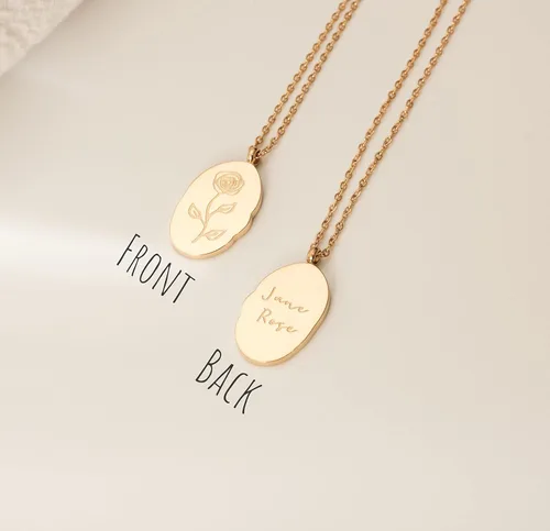 Vista 4 de Collar de flor de nacimiento de oro, collar de regalo de cumpleaños, collar de cumpleaños para mujer, regalo de cumpleaños para mamá, collar floral