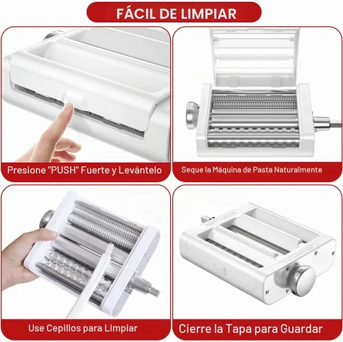 Vista 7 de RETHONE Accesorio para hacer pasta para batidoras de pie KitchenAid, juego de accesorios de pasta 3 en 1, incluye rodillo de pasta, cortador