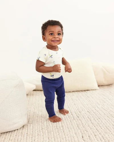 Vista 3 de Moon and Back by Hanna Andersson Unisex Babies' Organic Cotton Jogger Pants, Pack of 3