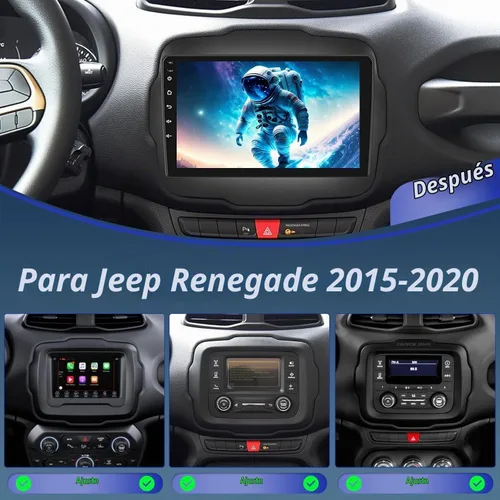 Vista 2 de Radio de coche Android para Jeep Renegade 2015-2020 con DSP, Apple Carplay inalámbrico y Android Auto de 9 pulgadas, pantalla táctil, estéreo