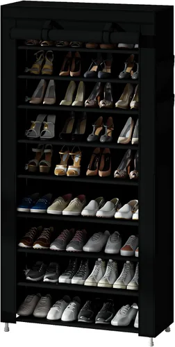 Vista 9 de Calmootey Organizador de zapatos de 5 niveles, estante portátil para zapatos con cubierta de tela no tejida para armario, pasillo, dormitorio, Gris
