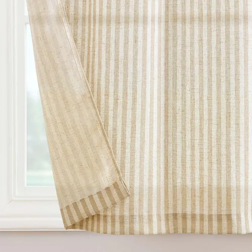 Vista 7 de Jinchan - Cortinas de lino a rayas para cocina, 24 pulgadas, beige, 2