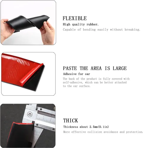 Vista 3 de muekzru 2 faldas laterales universales de 7.2 x 5.1 pulgadas para automóviles, faldas laterales universales de goma antiarañazos, protectores