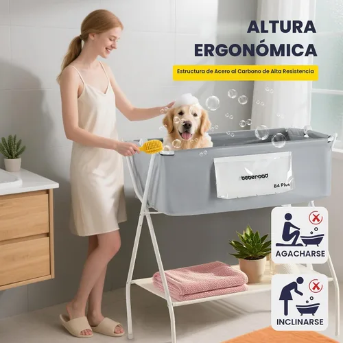 Vista 2 de Bañera para Perros Estación de Lavado de Perros con Cepillo para Perros Medianos de Menos de 66 libras o Dos Mascotas Pequeñas, Bañera Plegable