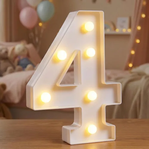 Vista 29 de Números de marquesina LED, números iluminados 2025 para fiestas, letras pequeñas iluminadas, número iluminado a pilas para cumpleaños o decoración