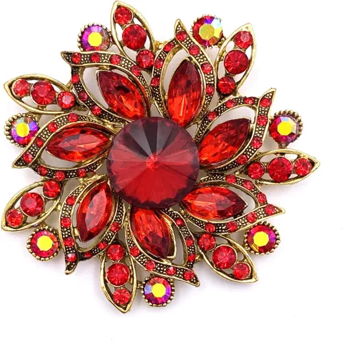 Vista 5 de LAXPICOL Broche Vintage de Flores Elegante con Cristales Austríacos para Mujer Negro