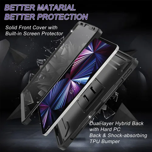 Vista 4 de Soke Funda para iPad Pro de 11 pulgadas 2022/2021/2020/2018/iPad Air de 5ª/4ª generación, protector de pantalla integrado - Compatible con carga