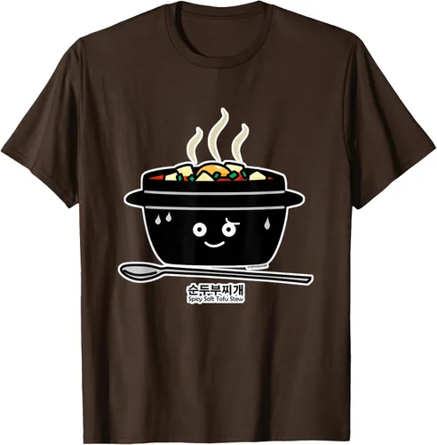 Vista 61 de Sopa coreana de guiso de tofu suave picante Sundubu jjigae huevo caliente, gris, S Negro